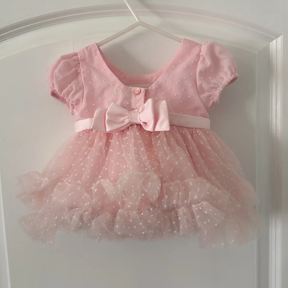 Cynthia Rowley Romper Dress, Pink, Satin, Mesh Size 6/9 Months